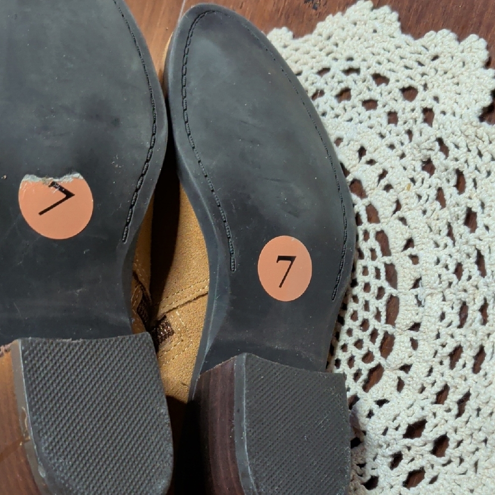 Apri By Italian Shoemakers Suede Buckle Ankle Booties in Tan - Picture 8 of 11